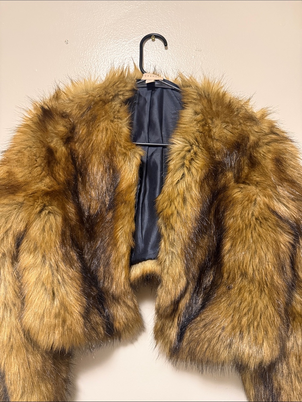 Topshop Golden Brown Faux Fur Cropped Jacket
